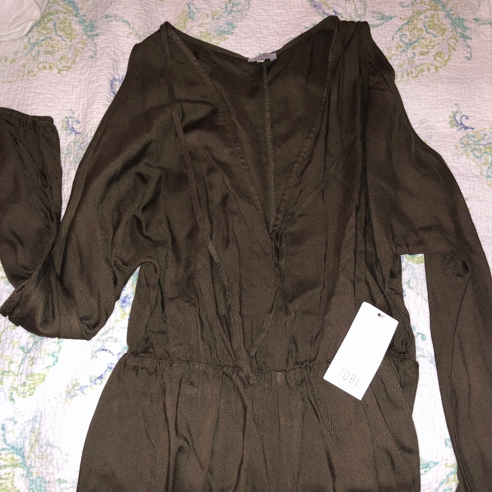 Open Shoulder Army Green Tobi Romper